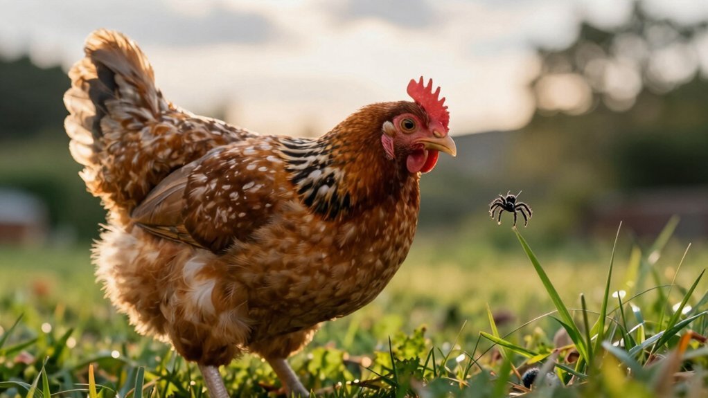 chickens eating spider encounters