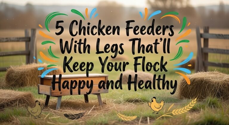 five elevated poultry feeders