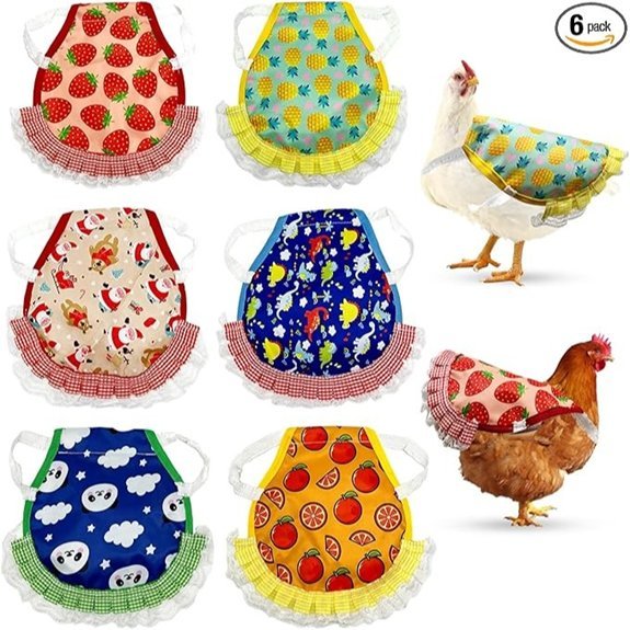 six poultry saddle aprons